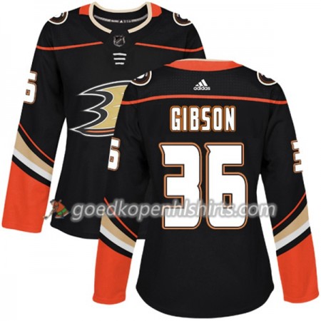 Anaheim Ducks John Gibson 36 Adidas 2017-2018 Zwart Authentic Shirt - Dames